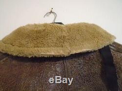 Vintage Ww2 Distressed Irvin Leather Raf Sheepskin Flying Jacket Size S