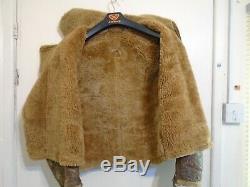 Vintage Ww2 Distressed Irvin Leather Raf Sheepskin Flying Jacket Size S