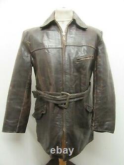 Vintage Ww2 German Wehrmacht Distressed Leather Motorcycle Jacket Size M