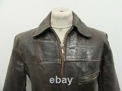 Vintage Ww2 German Wehrmacht Distressed Leather Motorcycle Jacket Size M