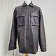 Vintage Y2k Gap Distressed Brown Thick Leather Jacket Trucker Utility Chore L