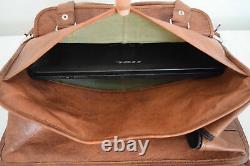 Vintage distressed tan Leather Bag Duffle Luggage Briefcase Messenger Shoulder