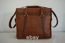 Vintage distressed tan Leather Bag Duffle Luggage Briefcase Messenger Shoulder