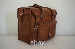 Vintage distressed tan Leather Bag Duffle Luggage Briefcase Messenger Shoulder