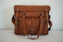 Vintage distressed tan Leather Bag Duffle Luggage Briefcase Messenger Shoulder