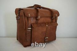 Vintage distressed tan Leather Bag Duffle Luggage Briefcase Messenger Shoulder