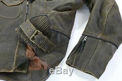 Vintage mens harley davidson billings jacket 3xl xxl brown distressed braided