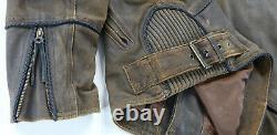 Vintage mens harley davidson leather jacket XL billings brown distressed bar
