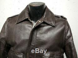 Vtg 70's SCHOTT A2 FLIGHT Bomber LEATHER JACKET BROWN DISTRESSED Men's Small 38