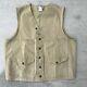 Vtg Cc Filson Oil Waxed Tin Cloth Cruiser Hunting Work Vest L Distressed Hipster