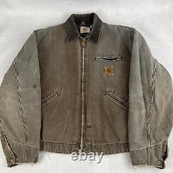 Vtg Carhartt J43 CHT Detroit Blanket Lined Brown Work Mens L Distressed USA