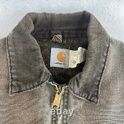 Vtg Carhartt J43 CHT Detroit Blanket Lined Brown Work Mens L Distressed USA