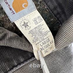 Vtg Carhartt J43 CHT Detroit Blanket Lined Brown Work Mens L Distressed USA