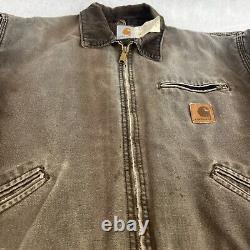 Vtg Carhartt J43 CHT Detroit Blanket Lined Brown Work Mens L Distressed USA