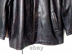 Vtg Distress Eddie Bauer Supernatural Field Button Brown Leather Jacket Sz XL