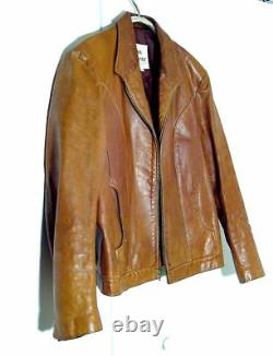 Vtg Distressed 60s 70s USA Made Brown Rome Cafe Moto Jacket Sz 42 /M