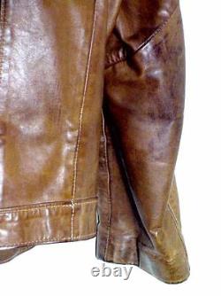 Vtg Distressed 60s 70s USA Made Brown Rome Cafe Moto Jacket Sz 42 /M