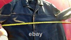 Vtg Distressed Eddie Bauer Outfitter Black Brown Leather Jacket Sz 3XL Tall