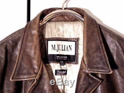 Vtg Distressed Wilsons M Julian Brown Gray Quilted Button Leather Jacket Sz 2XL
