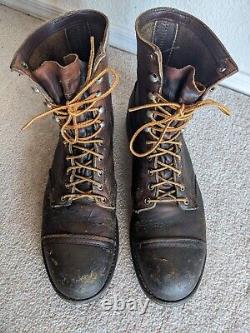 Vtg Red Wing boots Sz 12 Iron Ranger Distressed Brown Leather USA Made