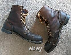 Vtg Red Wing boots Sz 12 Iron Ranger Distressed Brown Leather USA Made