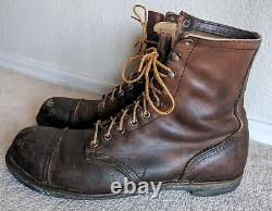 Vtg Red Wing boots Sz 12 Iron Ranger Distressed Brown Leather USA Made