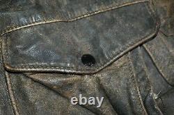 Vtg SCHOTT Distressed Leather Bomber Flight Jacket Coat With Liner & Collar 48/50