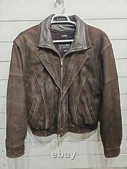 Vtg Wilsons Distressed Brown Leather Bomber Flight Aviator Jacket Coat Mens S