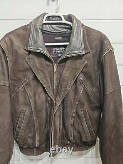 Vtg Wilsons Distressed Brown Leather Bomber Flight Aviator Jacket Coat Mens S