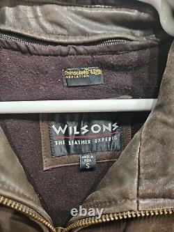 Vtg Wilsons Distressed Brown Leather Bomber Flight Aviator Jacket Coat Mens S