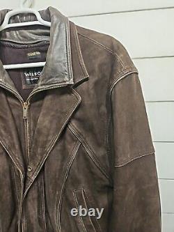 Vtg Wilsons Distressed Brown Leather Bomber Flight Aviator Jacket Coat Mens S