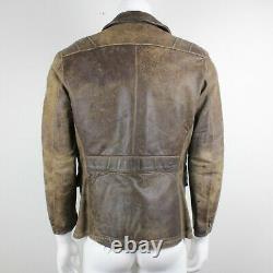 Vtg Windward Horsehide Highwayman Leather Jacket Mens M Distressed 40s Moto