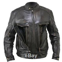 Xelement Distress Retro Brown Bandit Buffalo Leather Biker Jacket with Armor S, 4XL