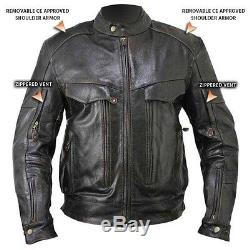 Xelement Distress Retro Brown Bandit Buffalo Leather Biker Jacket with Armor S, 4XL