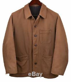 Yohji Yamamoto Made in JAPAN Brown Distressed Canvas Cotton Twill Jacket Coat M