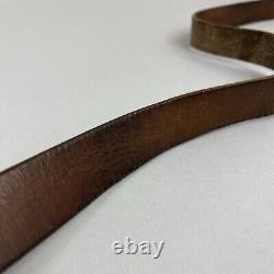 Ysl Yves Saint Laurent Brown Distressed Leather VTG Belt Size 40 Long Length