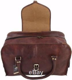 Yuge Bear 24 C50 Vtg Mens Genuine Leather Travel Suitcase Duffel Carry On Bag
