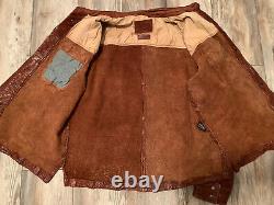 $1900 Vintage Jean Shop Nyc Leather Western Shirt Jacket Coat Distressed Rrl Brn