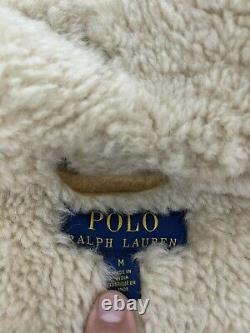 $1998 Polo Ralph Lauren Medium Brown Veste En Cuir Rrl Bomber À Éclats Camionneur