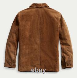 $2200 Nouveau Rrl Ralph Lauren X-large Suede Chore Coat Brown Leather Jacket Cowboy