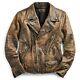 $ 2400 Rrl Ralph Lauren Limited Edition Distressed Motorcycle Cuir Jacket- Xxl