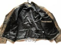 $ 2400 Rrl Ralph Lauren Limited Edition Distressed Motorcycle Cuir Jacket- XXL