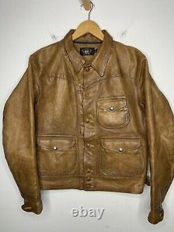 $2400 Rrl Ralph Lauren Medium Griggs Leather Jacket Distressed Polo Western Vtg $2400 Rrl Ralph Lauren Medium Griggs Leather Jacket Distressed Polo Western Vtg $2400 Rrl Ralph Lauren Medium Griggs Leather Jacket Distressed Polo Western Vtg $