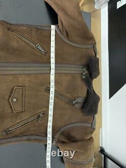 $2995 Polo Ralph Lauren Medium Brown Shearling Bomber Leather Jacket Rrl B3 Coat