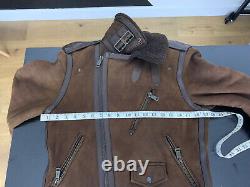 $2995 Polo Ralph Lauren Small Brown Shearling Bomber Leather Jacket Rrl B3 Coat