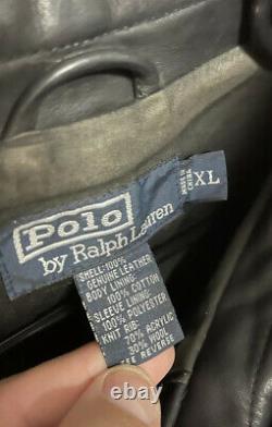 995 $ Polo Ralph Lauren X-large Farrington Marron Veste En Cuir Noir Rrl Aviator
