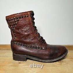 ASH Ralf Tan Brown Bottes en Cuir Vieilli Cloutées à Lacets pour Homme Taille UK 10