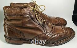 Allen Edmonds Cronmok Size 11 D Distressed Brown Tan Unlined Leather Boot