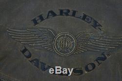 Billings Distressed Brown Veste En Cuir Winged Hd Logo M Harley Davidson Hommes