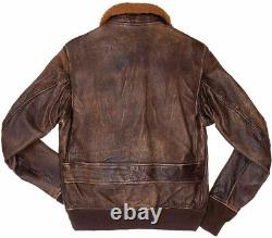 Blouson de vol Aviateur G-1 A-2 en cuir de bombardier brun vieilli authentique